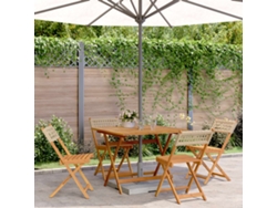 Juego de comedor de jardín de 5 piezas en madera maciza y mimbre, beige, DKD Home Decor