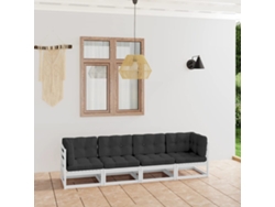 Sofá de jardín de 4 plazas con cojines en pino macizo DKD Home Decor