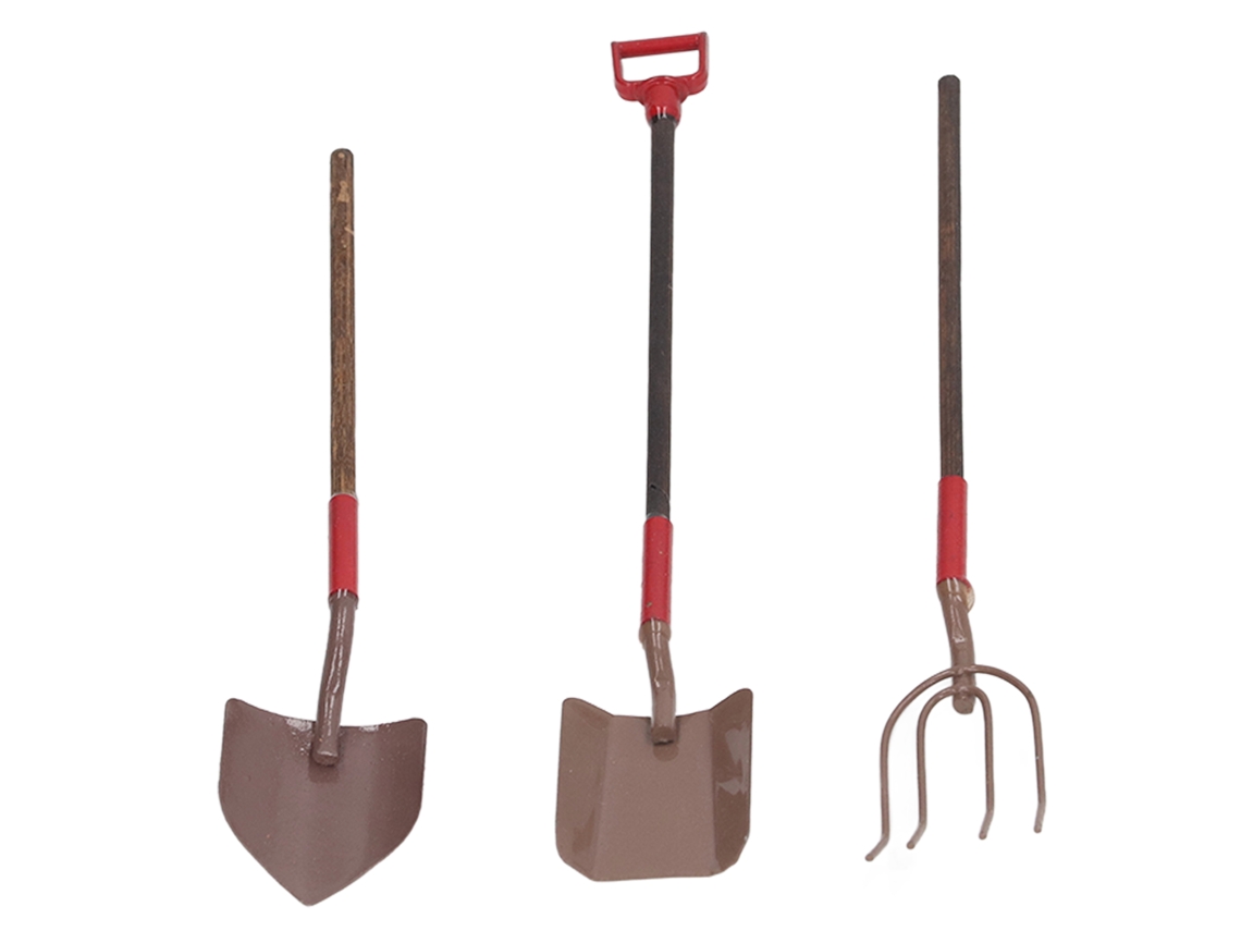 Ferramentas De Jardim Em Miniatura 3pcs Para Casinha De Bonecas 1:12 Acessórios De Jardinagem Marrom