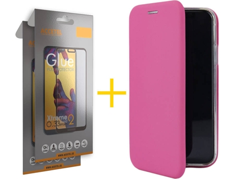 Kit Funda + Protector de Pantalla Apple iPhone 6 / 6S ACCETEL Flip Cover 2918 Rosa