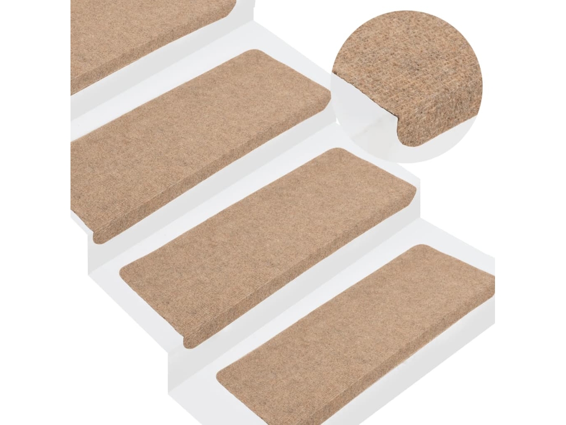 Tapetes Autoadhesivos Para Escaleras (15 Unidades, 65 X 24,5 X 3,5 Cm, Color Beige)
