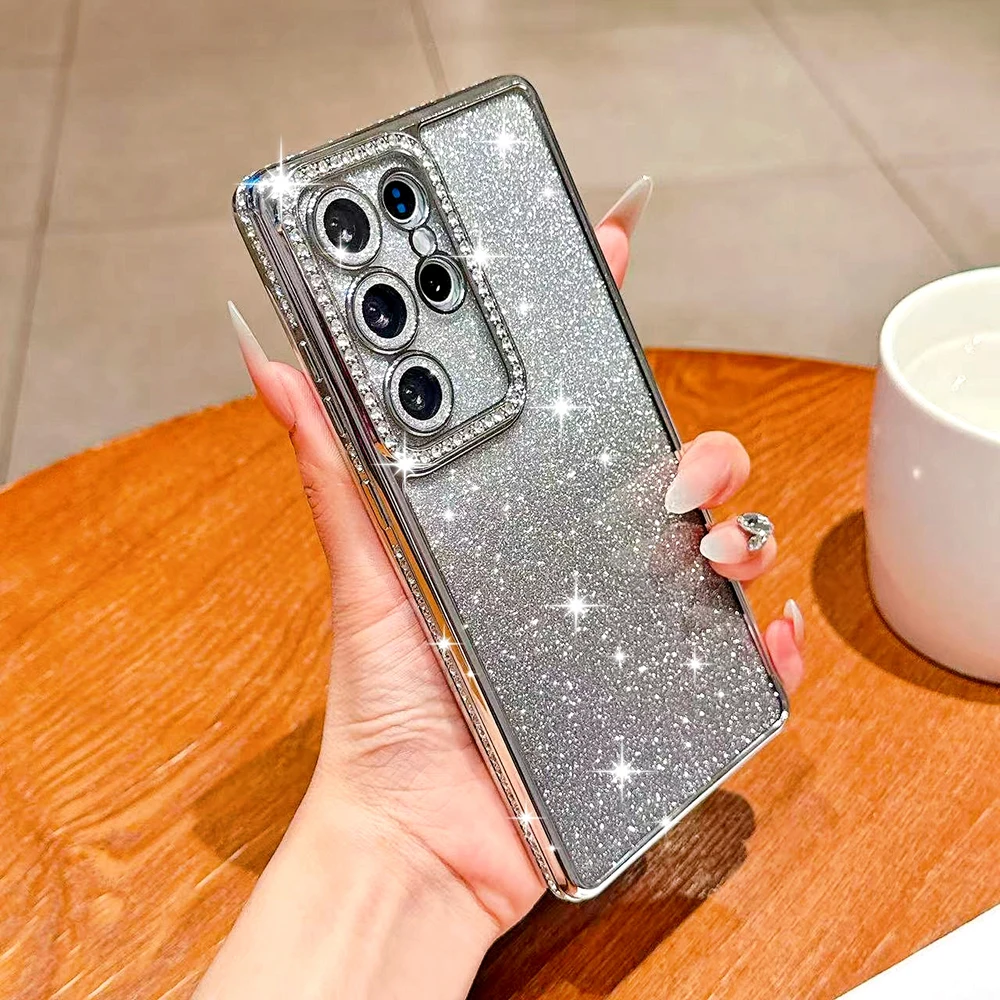 (samsung S25 Ultra Plateado) Lujosa Funda Brillante Con Efecto Degradado De Diamantes Para Samsung