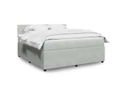 Cama Box Spring Con Colchón Terciopelo Gris Claro 180x200 Cm