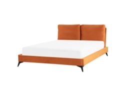Cama con somier BELIANI Melle de Terciopelo Naranja 176x233x95