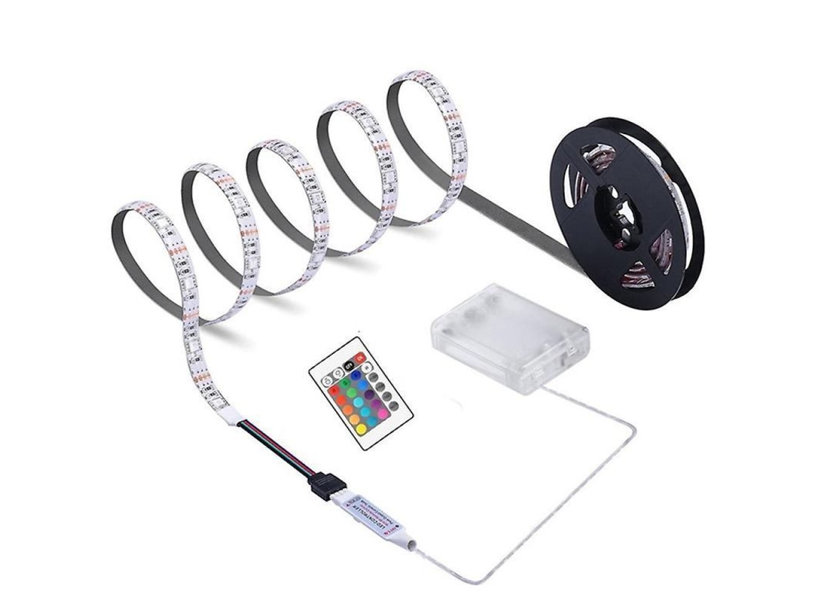Tira De Led Rgb 5050 Con Control Remoto, Funciona Con Batería, Ip65, 5v, 1m, Luces Ambientales Decorativas Para Tv.