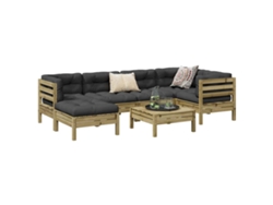 Conjunto de sofá de jardín de 7 piezas con cojines en pino impregnado, Dkd Home Decor