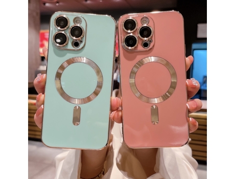 Lente para Telefono Mobile Phone Cases Magsafe Plating With para iPhone 13 Piel Sintética