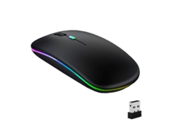 Ratón inalámbrico recargable silencioso con LED, Bluetooth 5.1 y 2.4G.