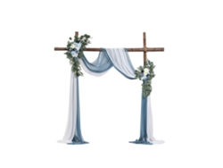 Conjunto de arco de boda con cortinas azules, flores artificiales y tul Tekmaquinas