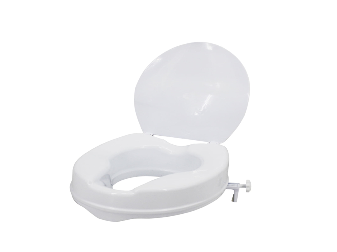 Asiento de inodoro elevado con tapa, soporte de asiento elevado con bloqueo para inodoros estándar y alargados, construcción de plástico moldeado