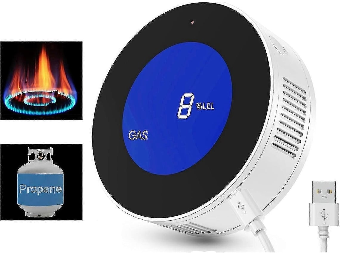 Alarma inteligente de fugas de gas natural para cocina y caravana: pantalla digital precisa, alerta sonora.