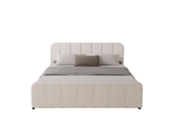 Tampa Cama Con Caja De Almacenaje 140x190cm En Terciopelo Beige