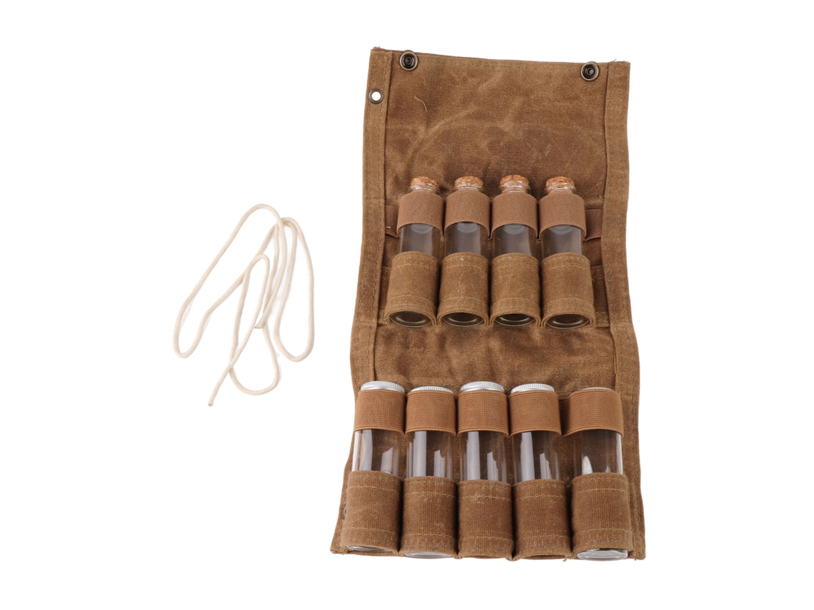 Bolsa portátil para especias con 9 frascos para acampar.