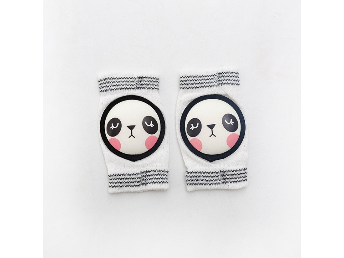Rodilleras antideslizantes y transpirables para bebés que están aprendiendo a caminar, en blanco y negro, con diseño de panda.
