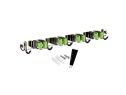 Soporte De Pared De Acero Inoxidable Para Estropajo Y Escoba Con 4 Clips Y 5 Ganchos - Verde