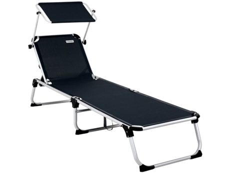 Tumbona de aluminio con dosel ajustable y sombrilla antracita