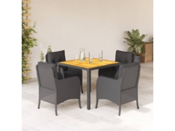 Juego de comedor de jardín de 5 piezas con cojines de mimbre negros de DKD Home Decor
