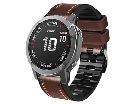 Correa De Reloj Inteligente Para Garmin Fenix 7 Correa De Reloj De Silicona Con Costuras Tricolores Café VENISYMLIS