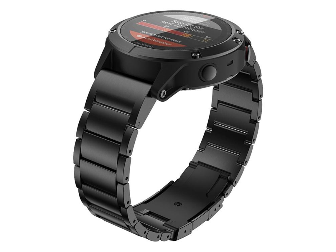 Bracelete Para Garmin (22mm) - Liga De Titânio - Três Contas - Fivela De Pressão - Liberação Rápida Preto