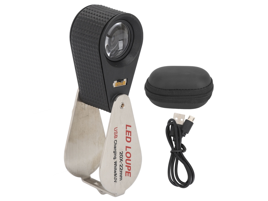 Lupa Plegable Portátil Recargable De 20 Aumentos Con Luz Led Para Monedas, Textiles E Insectos.