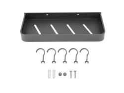 Soporte de ducha antisalpicaduras Space de aluminio con 5 ganchos, color negro, 30 cm