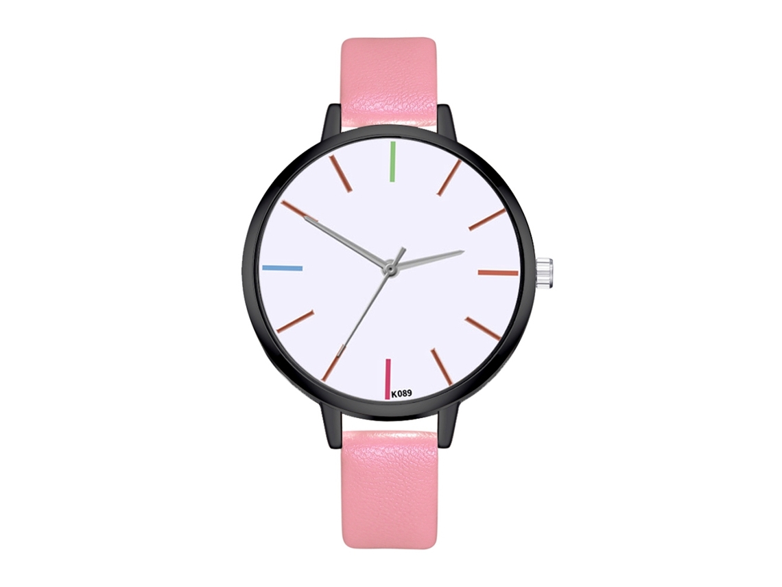 Reloj De Pulsera Analógico De Cuarzo Para Mujer Con Correa De Aleación Y Esfera Redonda Rosa Moderna.