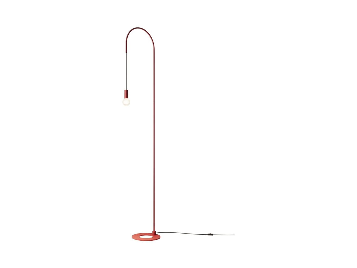 Lámpara de pie Zafferano Filo, giratoria 200°, metal pintado, casquillo E27 (bombilla de 60 W máx. incluida), altura 231 cm - Roja