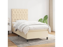 Estructura De Cama Con Muelles/Colchón 80X200 Cm Tela Color Crema