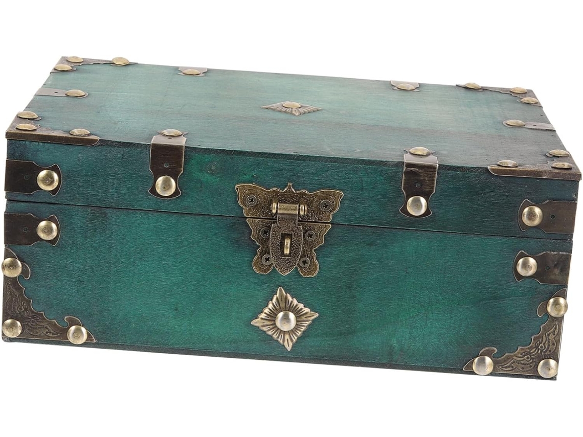 Caja De Joyería De Madera Con Tapa, Estilo Vintage, Caja De Almacenamiento Para Collares Y Anillos.