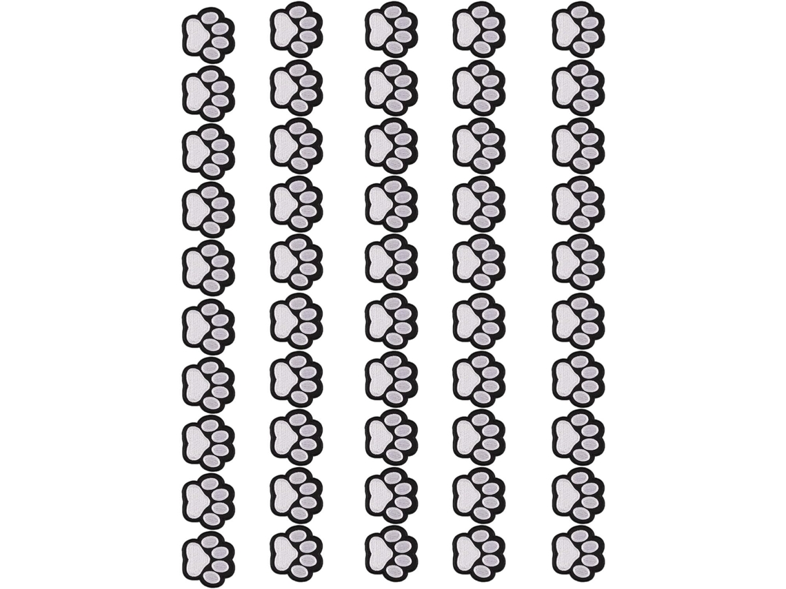 Paquete De 10 O 50 Parches Bordados Termoadhesivos Para Reparar Bolsos, Diseño De Huella De Perro.
