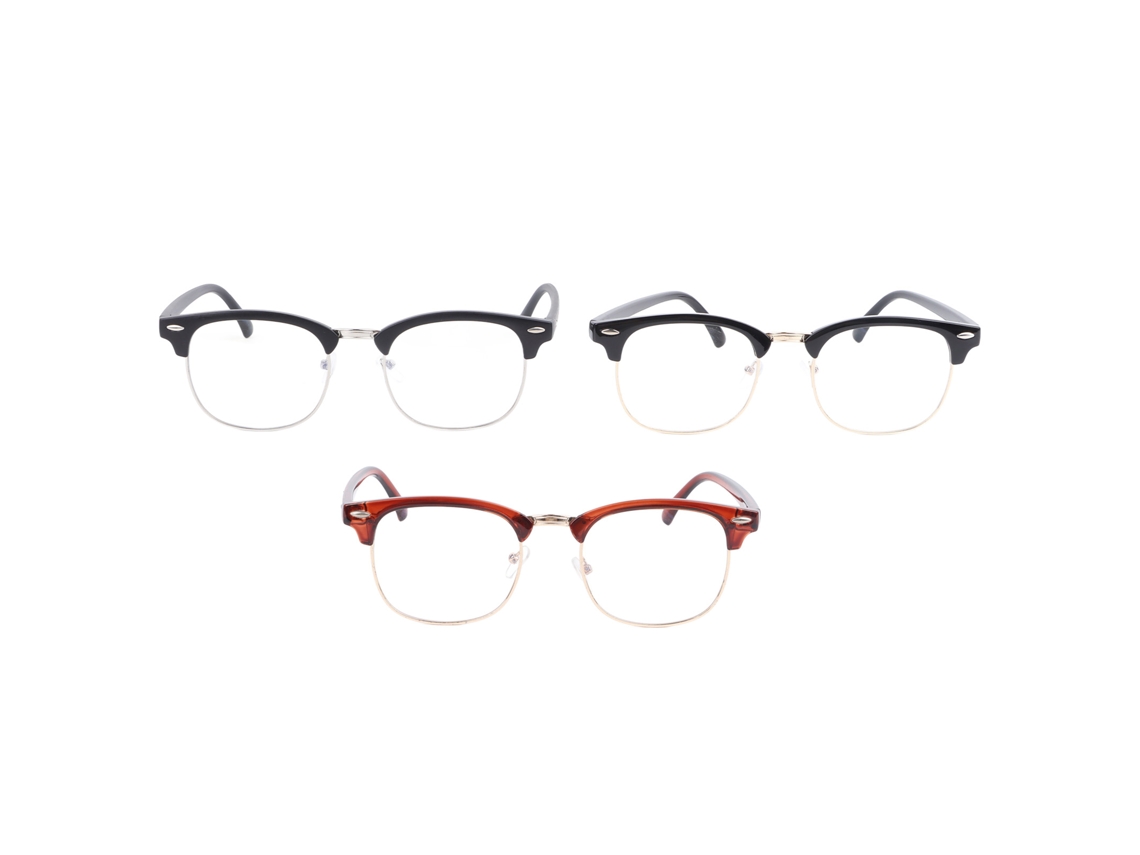 Gafas De Lectura Retro De Metal Con Medio Marco Y Bloqueo De Luz Azul Para Hombres Y Mujeres