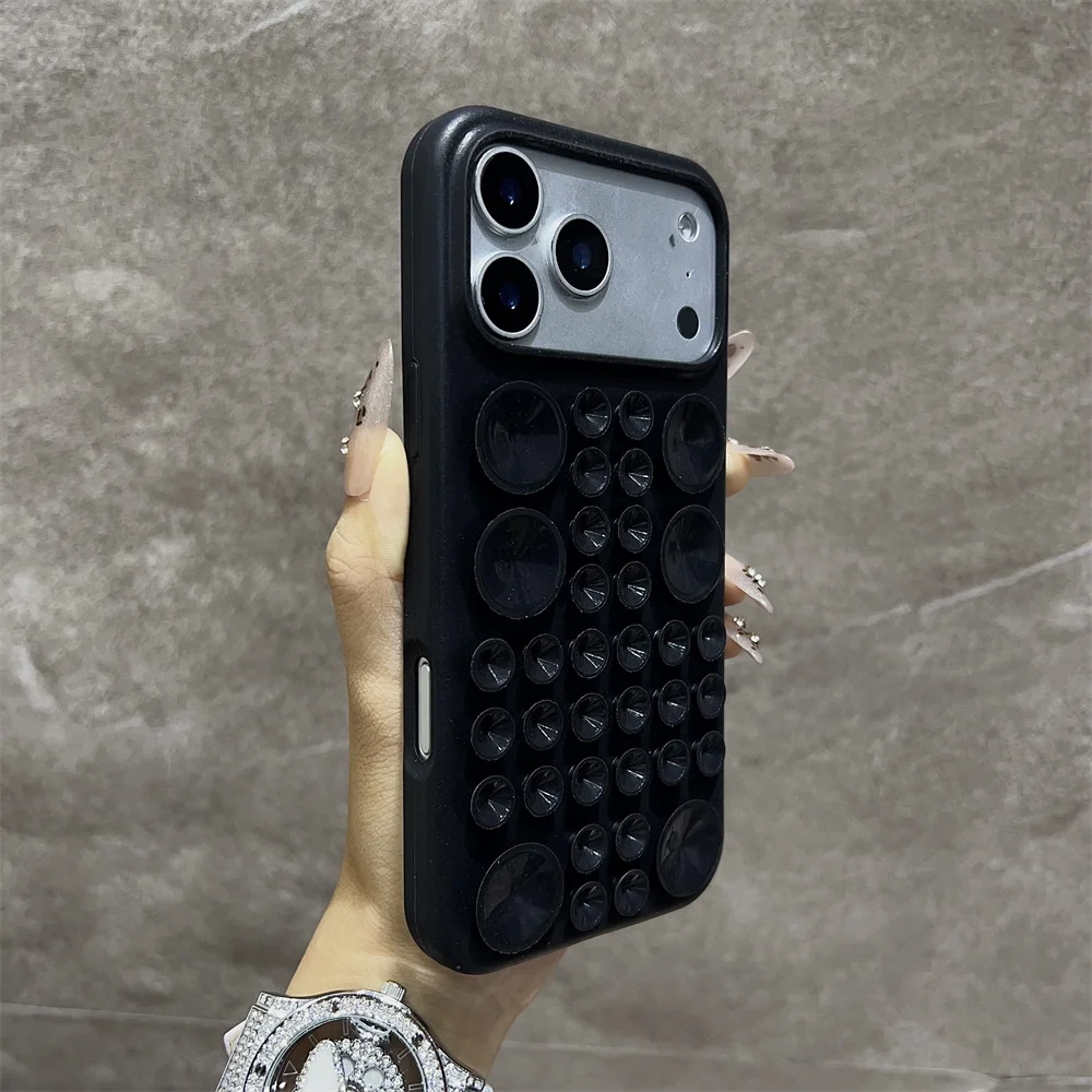 (iphone 14 Pro Max, Negro) Funda De Silicona Redonda A Prueba De Golpes Con Ventosa Para Iphone