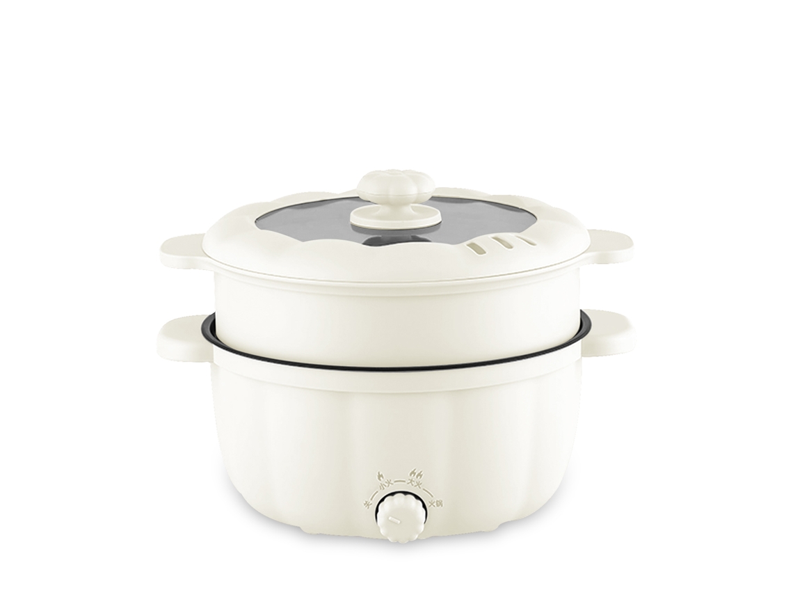 Vaporera eléctrica multifuncional. Tres ajustes de temperatura, 2.5 L, doble nivel. Olla caliente, salteado, vapor, etc.