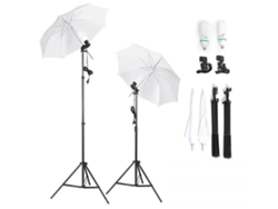 Kit Iluminación Estudio 2 Paraguas + Lámparas + Paraguas
