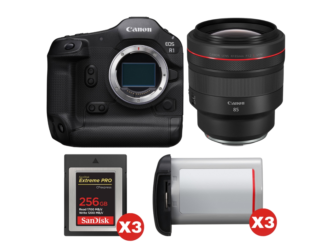 Canon Eos R1 + Rf 85mm F/1.2 L Usm + 3 Sandisk 256gb Extreme Pro Cfexpress Type B + 3 Canon Lp-e19 + Ebook “20 Consejos Para Fotos Que Impactan”