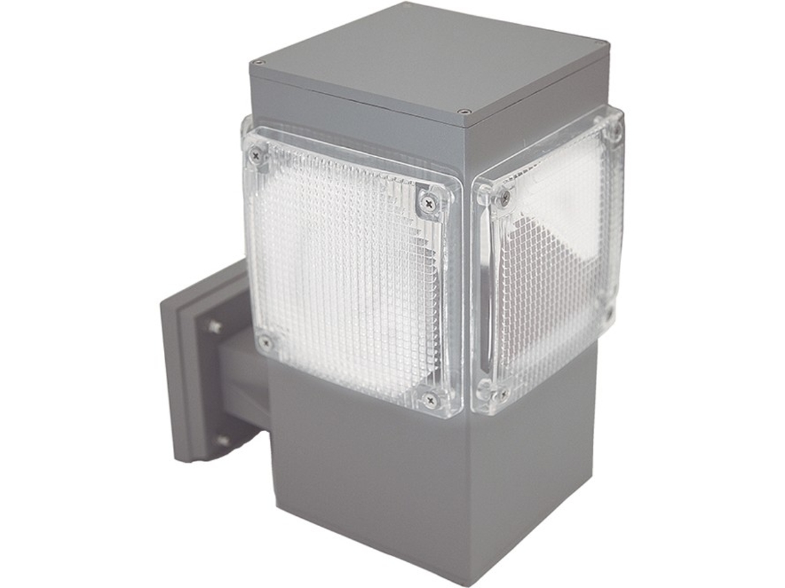 Aplique Gardunha Cuadrado Ip54 1Xe27 C.18Xl.26Xalt.30Cm Aluminio-plástico Gris FERRIMEX