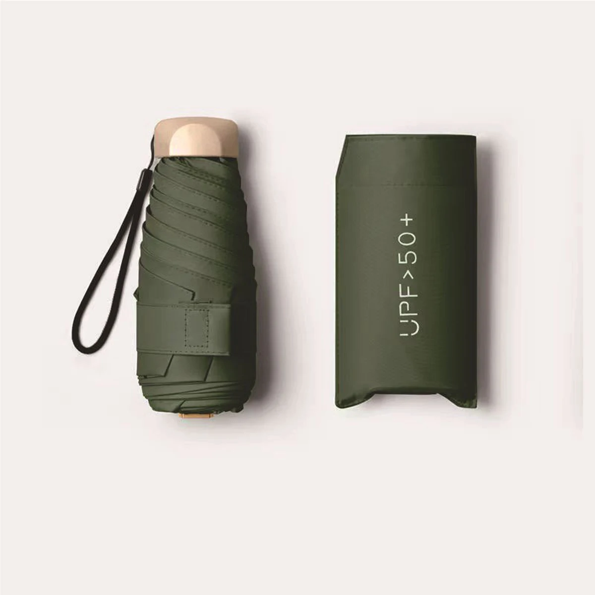 (verde) Sombrilla Portátil Para El Sol, Protección Uv, Sombrilla Plegable Ultraligera, Compacta.