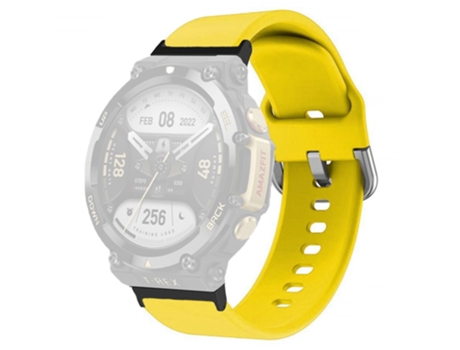 Correa de Silicona ajustable con hebilla cuadrada para Huami Amazfit T-Rex 2 - amarillo