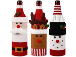Set 3 Piezas Jersey Navidad Funda Botella Vino Hecha Mano Soporte
