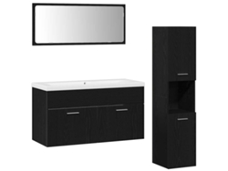 Juego De Muebles De Baño 4 Uds Roble Negro Madera De Ingeniería