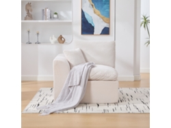Sofá De 1 Plaza Moderno Minimalista Escandinavo, Terciopelo Acanalado, Cojín Incluido, Sin Montaje, Asiento Mullido, Color Beige