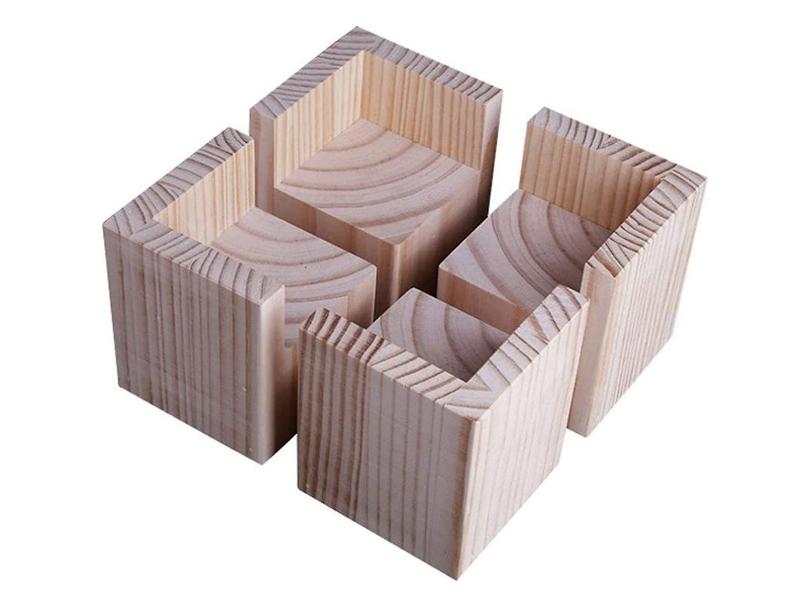 Juego De 4 Protectores De Madera Para Muebles, Mesas Y Camas. Protegen Suelos Y Reducen El Ruido. 5x5x5cm Pjz