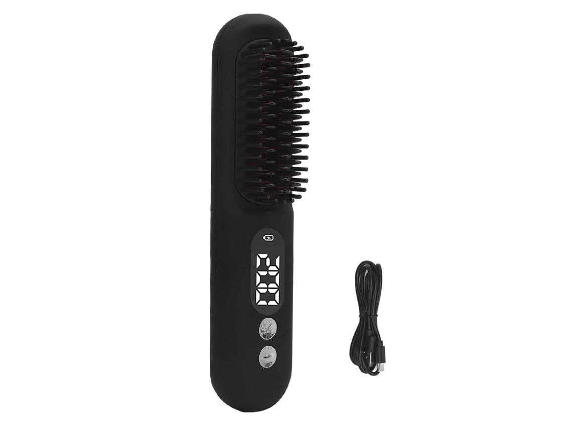 Pincel Rectificador De Pelo Caliente Con Iones Negativos Carga Rápida 30s Peine Rectificador De Pelo Negro