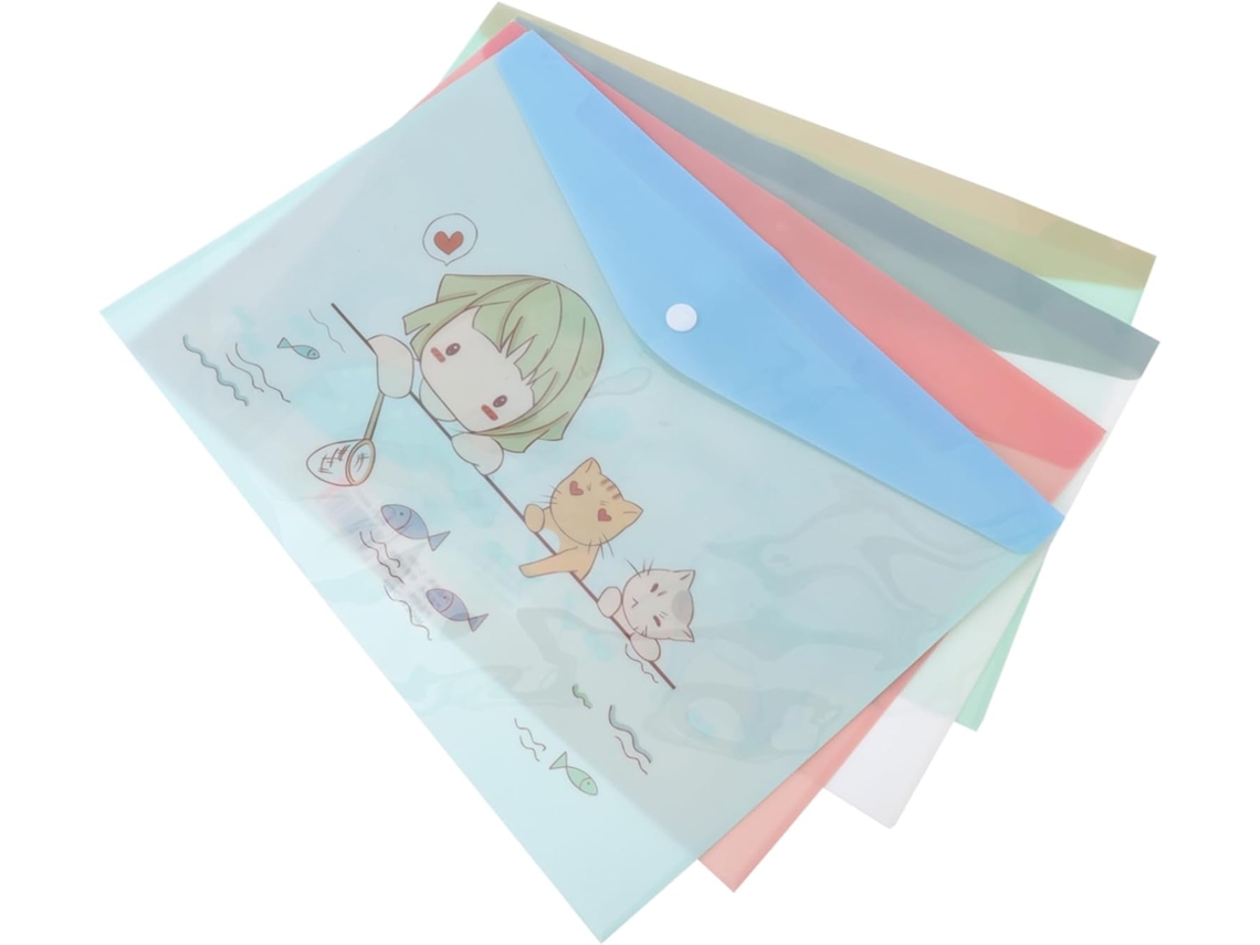 Carpetas Transparentes Tamaño A4, Juego De 16 Unidades, Adorable Diseño De Dibujos Animados, Pp, Cierre De Cremallera.