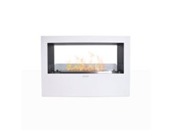 Chimenea de bioetanol Giotto S, blanca, 100 x 30 x 70 cm. Para uso interior y exterior.