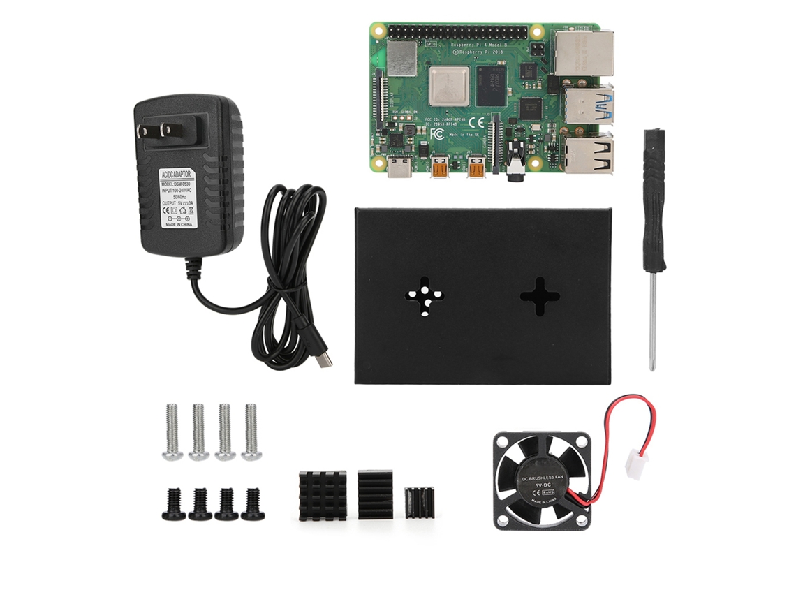 Kit Raspberry Pi 4b Con Carcasa De Metal, Incluyendo Ventilador De Refrigeración, 1g Ram