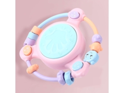 Bjww - Instrumento musical educativo multifuncional para bebés, niños en edad preescolar y niños pequeños, tambor con perlas rosas