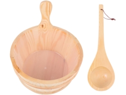 Inoomp Accesorios Para Sauna: Cubo Y Cuchara De Madera Con Depósito Interior (2 Piezas) Para Sauna Y Baño. Para