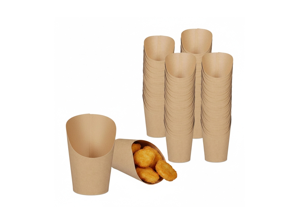 Relaxdays Vasos De Papel Kraft, Cuenco Desechable Palomitas, Patatas Fritas, Snacks, 400 Ml, Tarro Candy Bar, Marrón