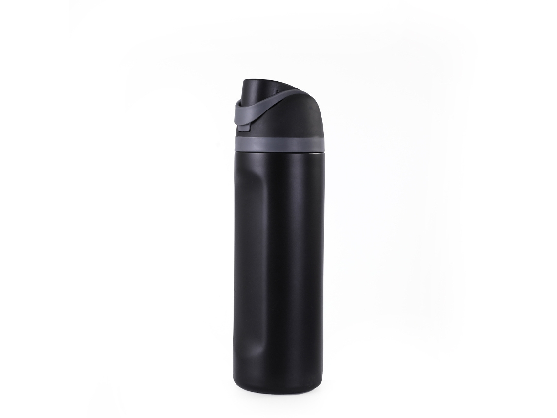 Vaso térmico Siurn con tapa elástica y revestimiento de acero inoxidable, 500 ml (negro)